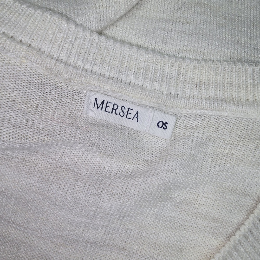 Mersea Womens Catalina V-Neck Travel Sweater One Size Heathered Gray Split Side - Picture 9 of 10